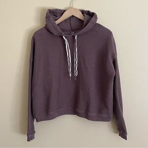 Aerie Love Corded Crop Pullover Hoodie Sweatshirt Brown Relaxed Fit Size S